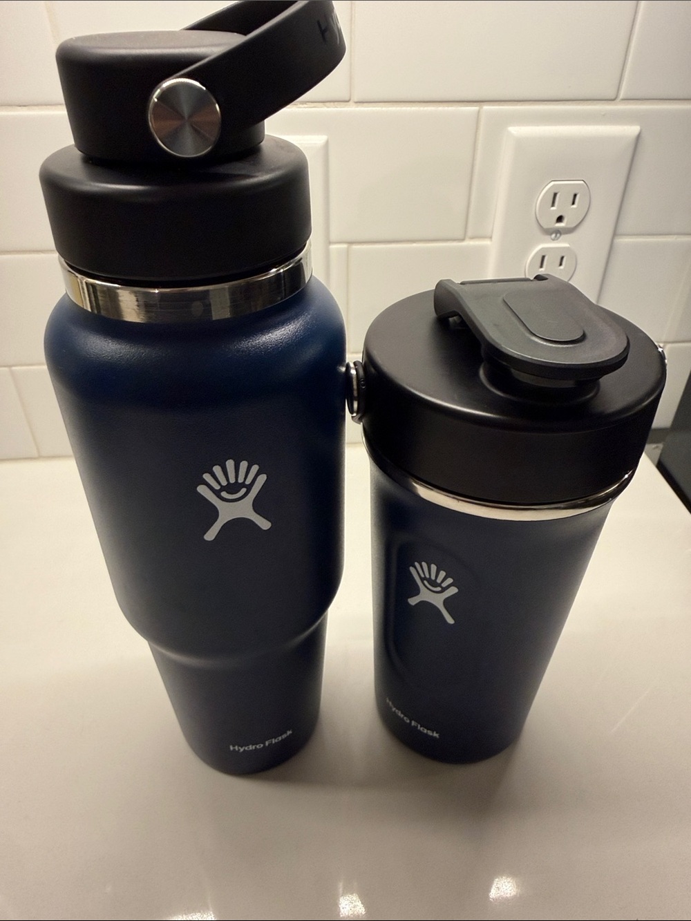 Hydro Flask Navy Blue Stainless Water Bottles Duo
